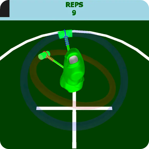 3D Golf Swing Motion Analysis Simulation, with 9 reps